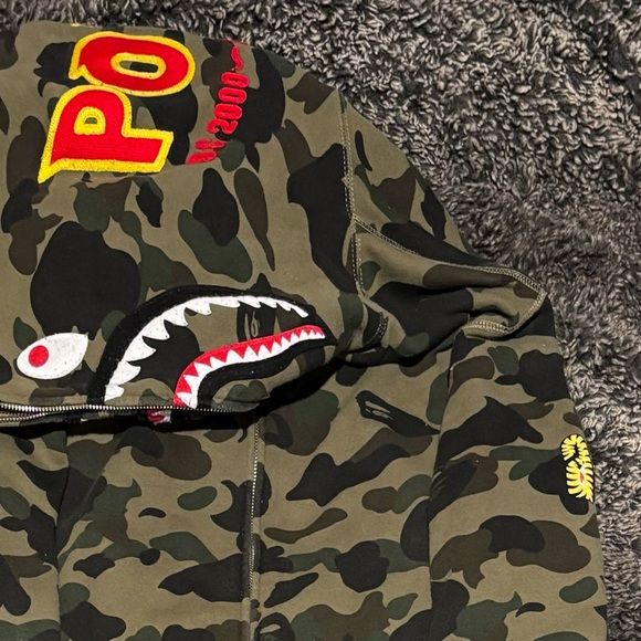 BAPE PONR 1ST ABC CAMO SHARK FULL ZIP HOODIE MENS IN GREEN - Size XXL - Picture 6 of 9